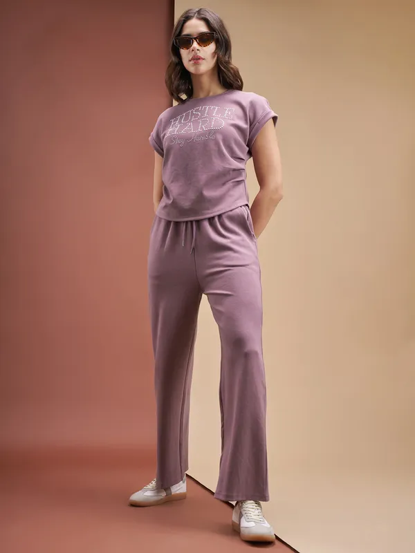 Street By Tokyo Talkies Women Purple Embellished Regular Top