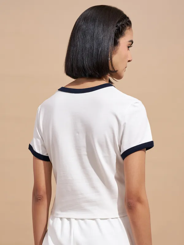 Tokyo Talkies Women White Printed Regular Top