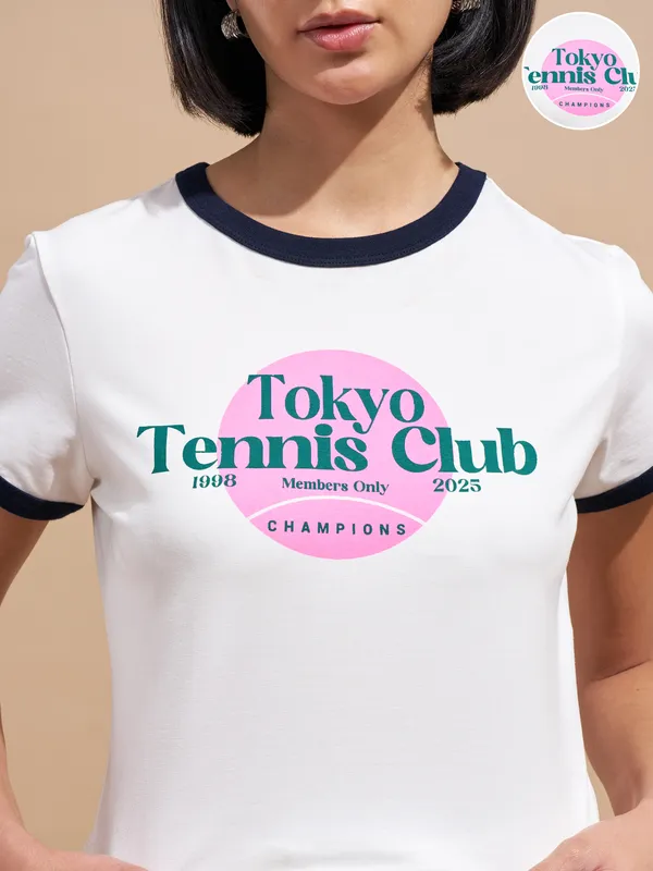 Tokyo Talkies Women White Printed Regular Top