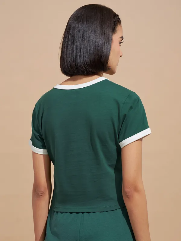 Tokyo Talkies Women Green Printed Regular Top