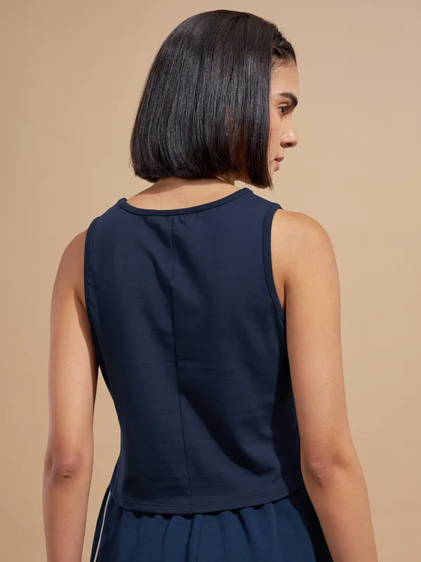 Tokyo Talkies Women Navy Blue Printed Tank Top