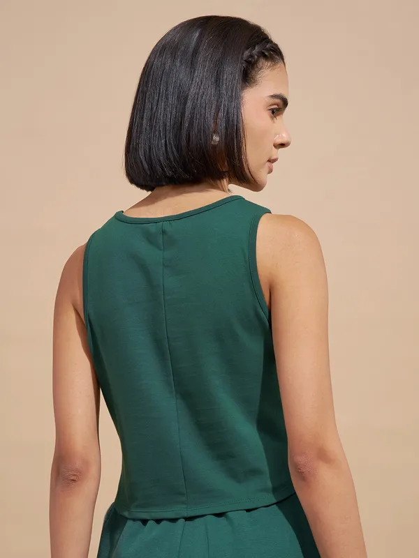 Tokyo Talkies Women Green Printed Tank Top