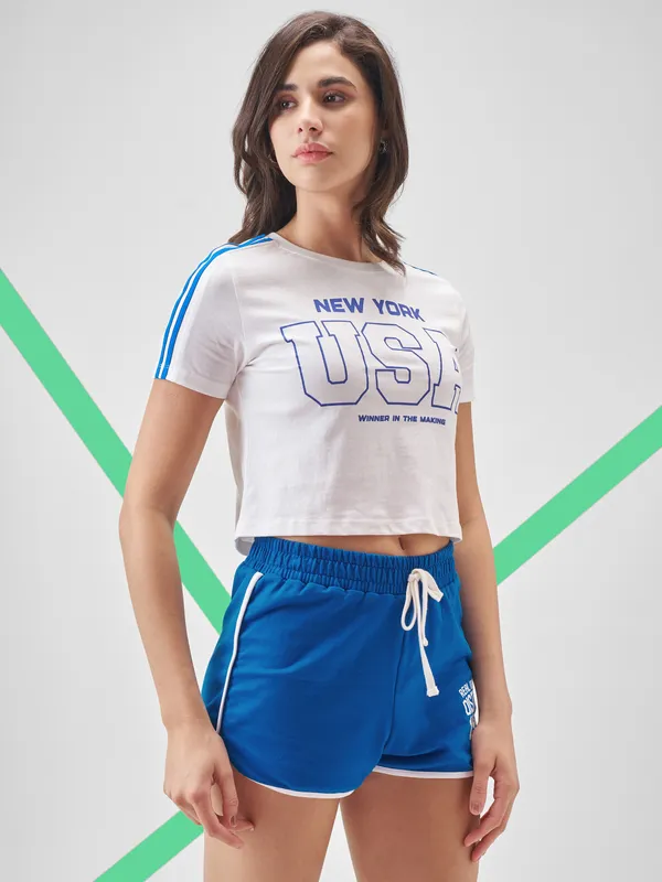 Street By Tokyo Talkies Women White Printed Round Neck T-Shirt