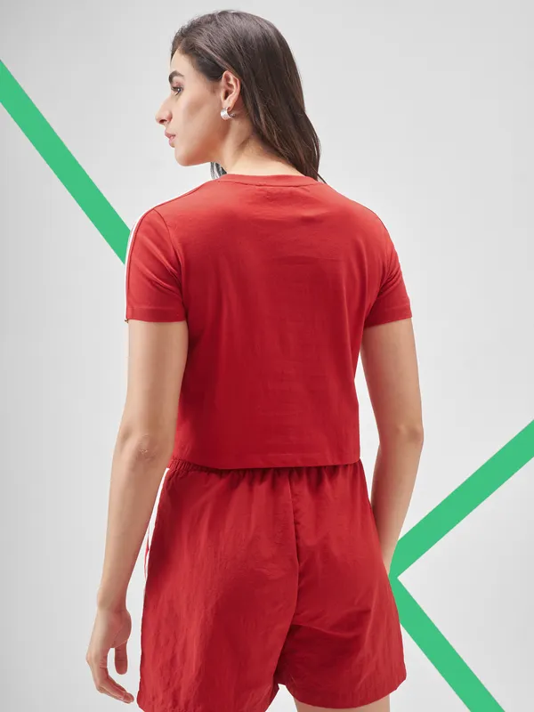 Street By Tokyo Talkies Women Red Printed Round Neck T-Shirt