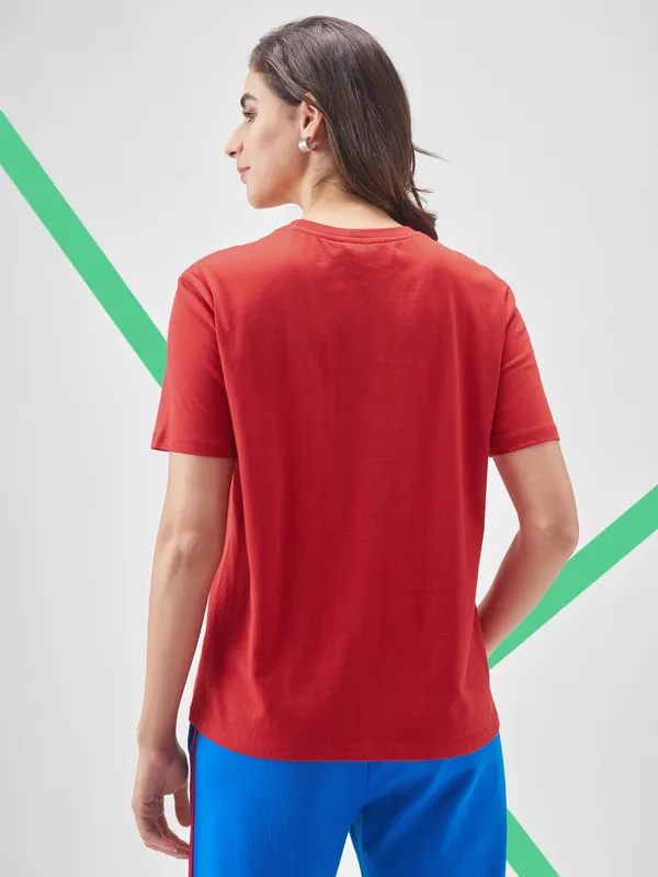 Street By Tokyo Talkies Women Red Printed Round Neck T-Shirt