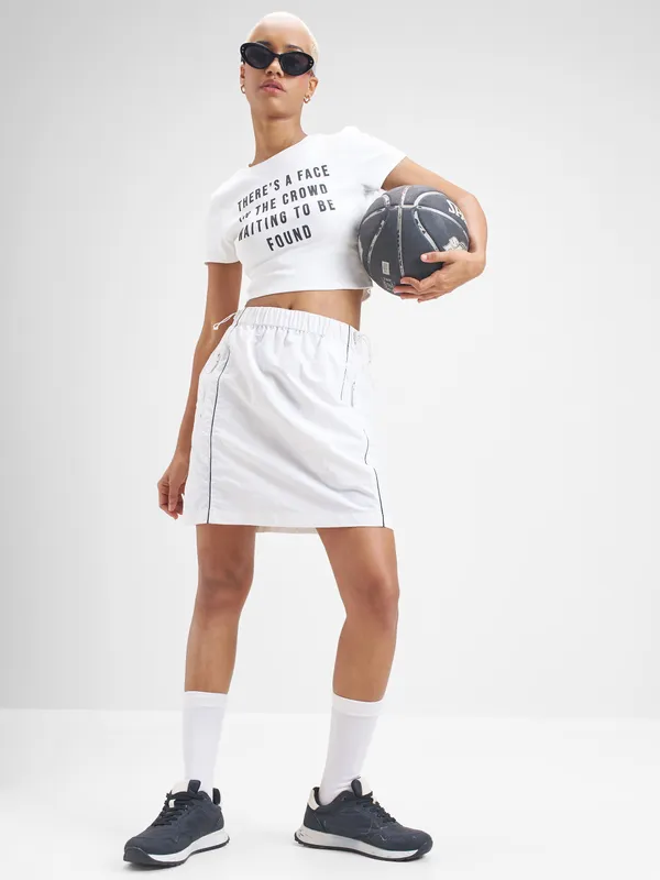 Street By Tokyo Talkies Women White Printed Round Neck T-Shirt