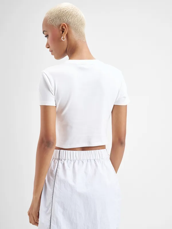 Street By Tokyo Talkies Women White Printed Round Neck T-Shirt