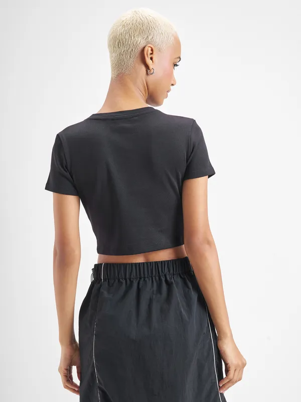 Street By Tokyo Talkies Women Black Printed Round Neck T-Shirt