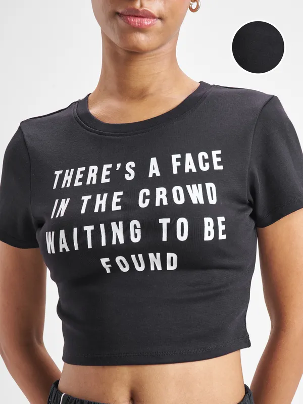 Street By Tokyo Talkies Women Black Printed Round Neck T-Shirt