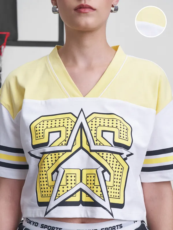 Street By Tokyo Talkies Women White Printed V-Neck T-Shirt