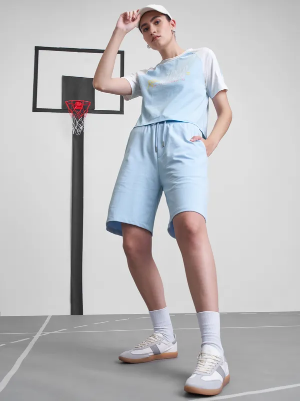 Street By Tokyo Talkies Women Blue Printed Round Neck T-Shirt