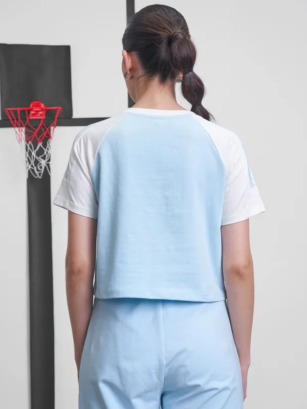 Street By Tokyo Talkies Women Blue Printed Round Neck T-Shirt