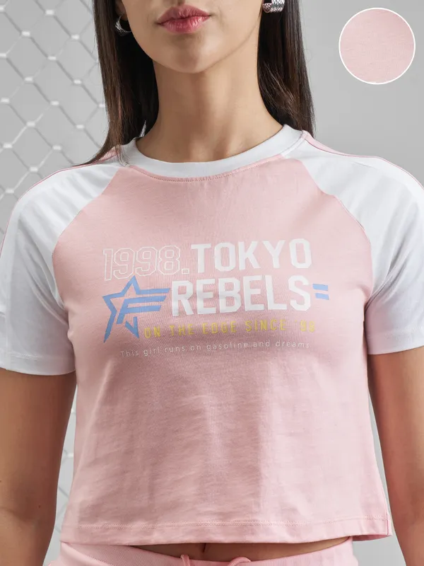 Street By Tokyo Talkies Women Pink Printed Round Neck T-Shirt