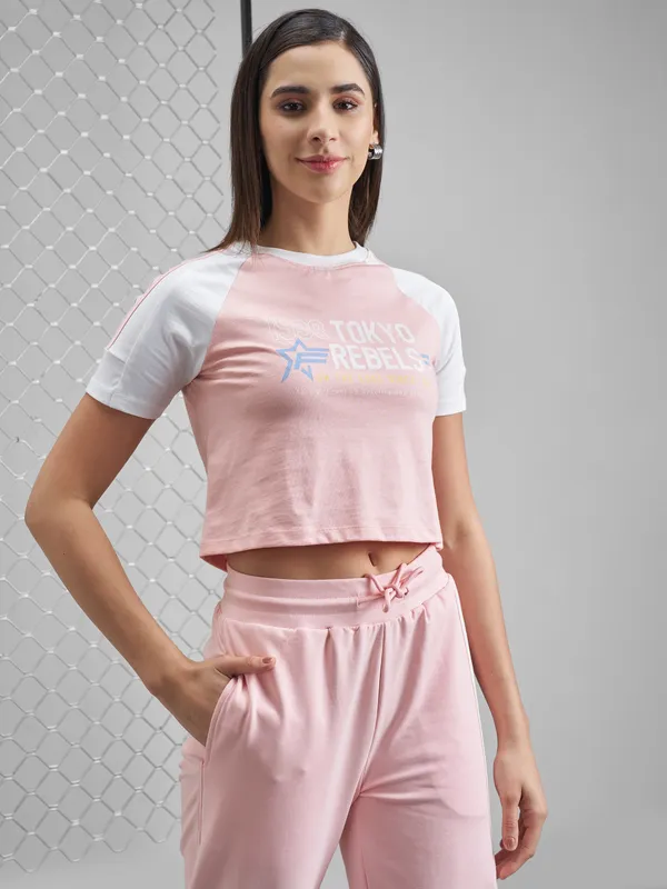 Street By Tokyo Talkies Women Pink Printed Round Neck T-Shirt