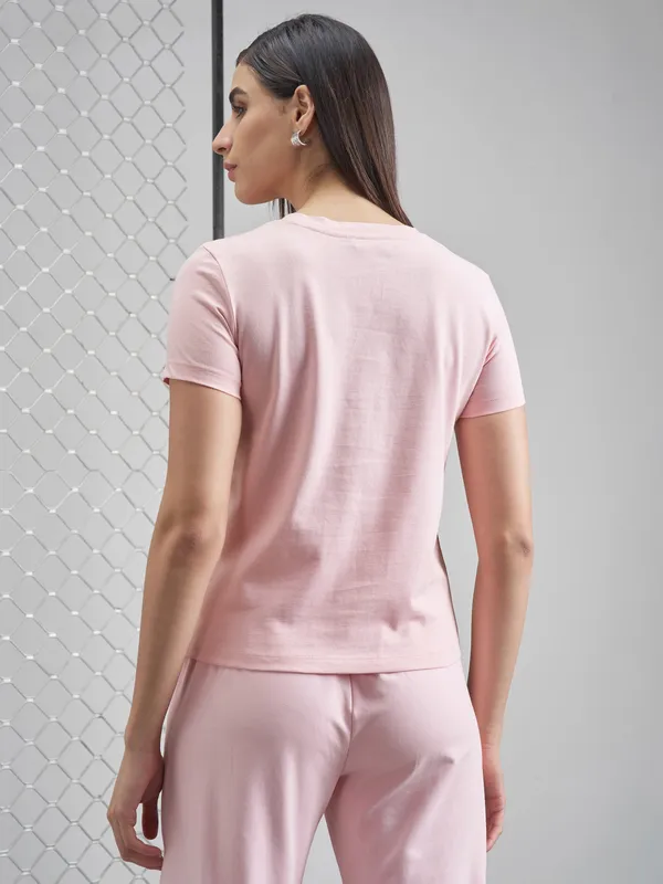 Street By Tokyo Talkies Women Pink Printed Round Neck T-Shirt