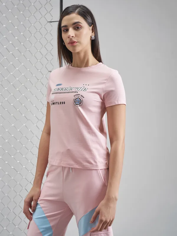 Street By Tokyo Talkies Women Pink Printed Round Neck T-Shirt