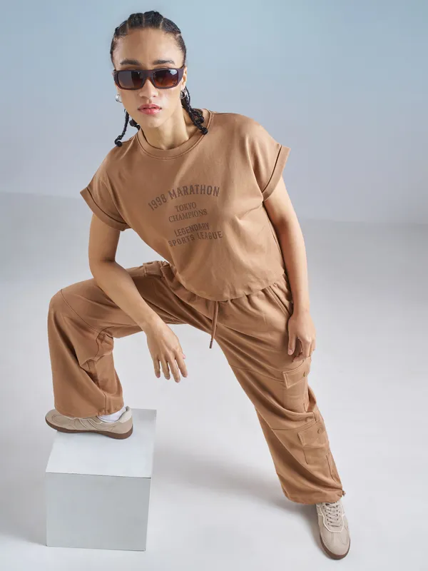 Street By Tokyo Talkies Women Brown Printed Round Neck T-Shirt