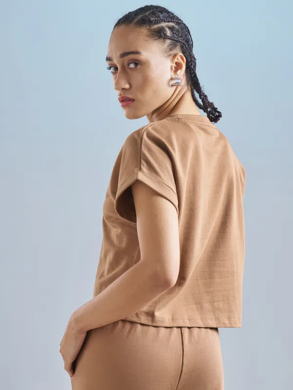 Street By Tokyo Talkies Women Brown Printed Round Neck T-Shirt