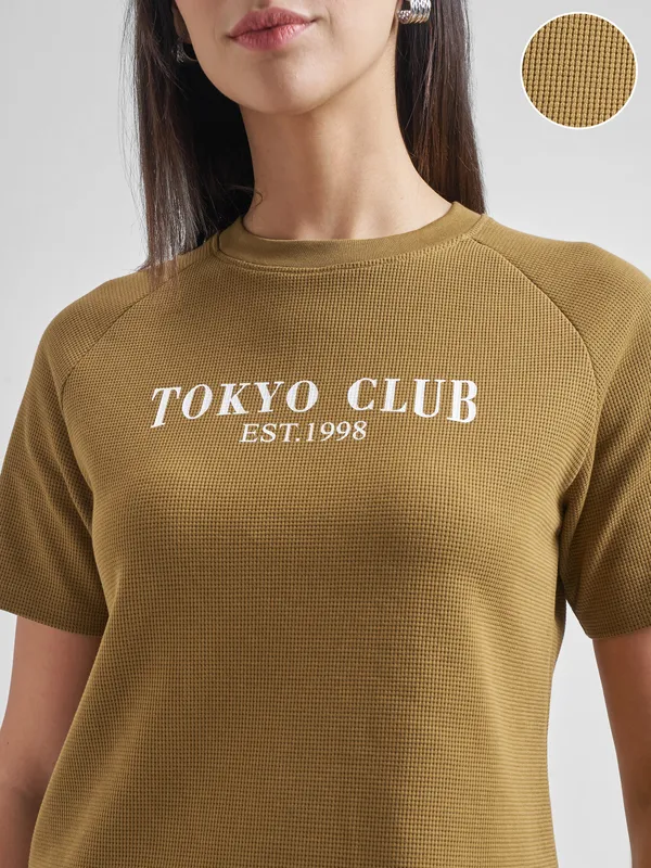 Street By Tokyo Talkies Women Brown Printed Round Neck T-Shirt