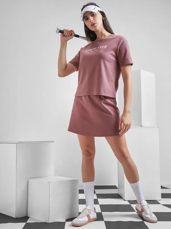 Street By Tokyo Talkies Women Purple Printed Round Neck T-Shirt