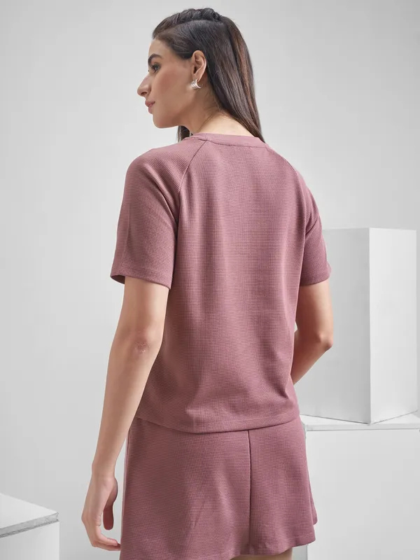 Street By Tokyo Talkies Women Purple Printed Round Neck T-Shirt