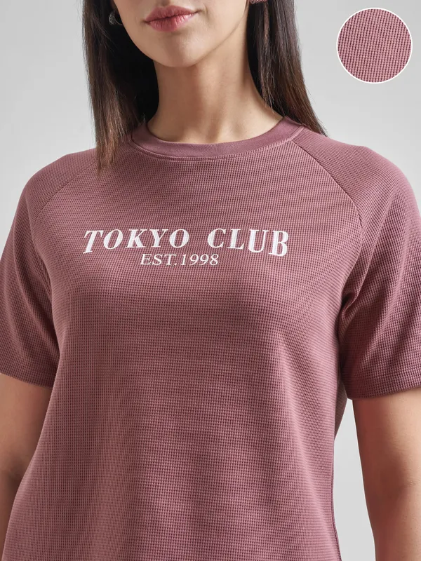 Street By Tokyo Talkies Women Purple Printed Round Neck T-Shirt