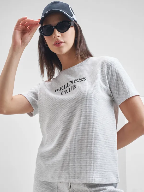 Street By Tokyo Talkies Women Grey Printed Round Neck T-Shirt