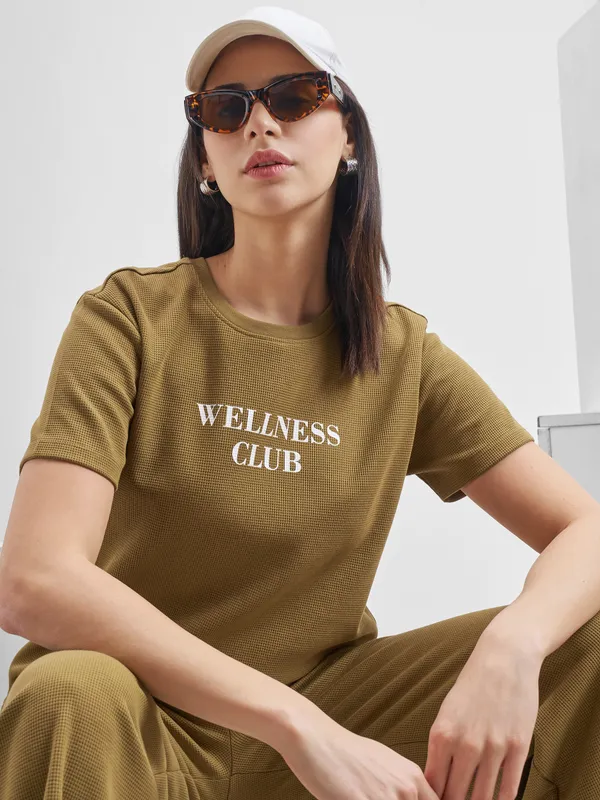 Street By Tokyo Talkies Women Brown Printed Round Neck T-Shirt