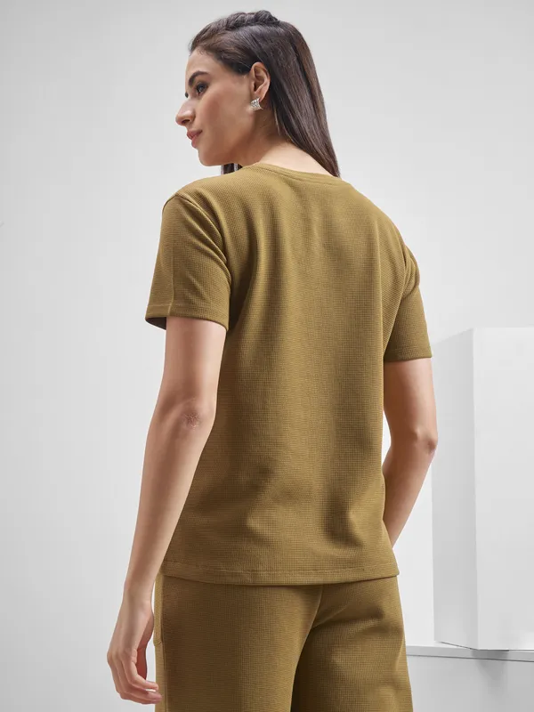 Street By Tokyo Talkies Women Brown Printed Round Neck T-Shirt