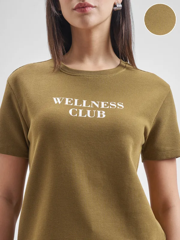 Street By Tokyo Talkies Women Brown Printed Round Neck T-Shirt