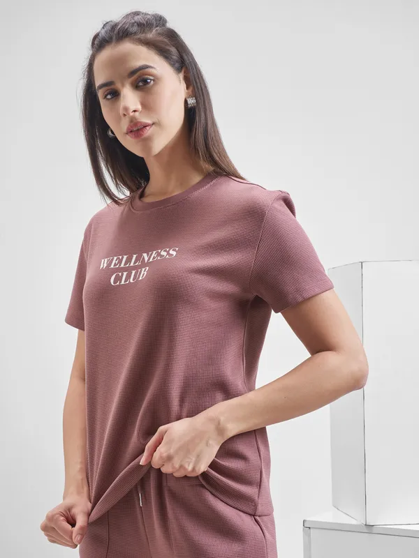 Street By Tokyo Talkies Women Purple Printed Round Neck T-Shirt