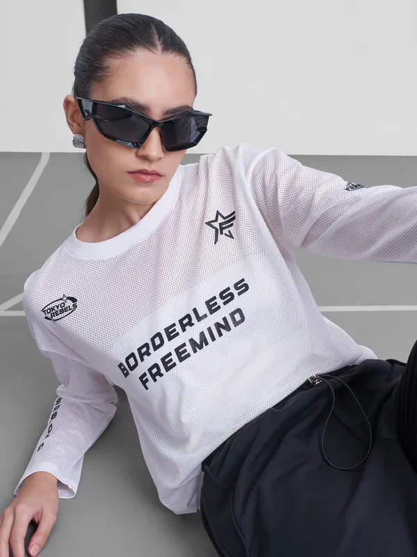 Street By Tokyo Talkies Women White Printed Round Neck T-Shirt