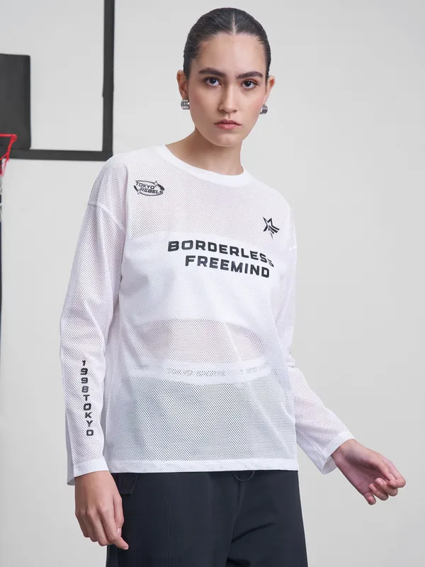 Street By Tokyo Talkies Women White Printed Round Neck T-Shirt