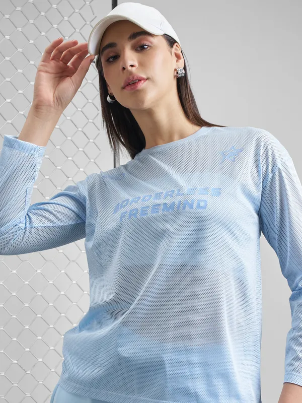 Street By Tokyo Talkies Women Blue Printed Round Neck T-Shirt