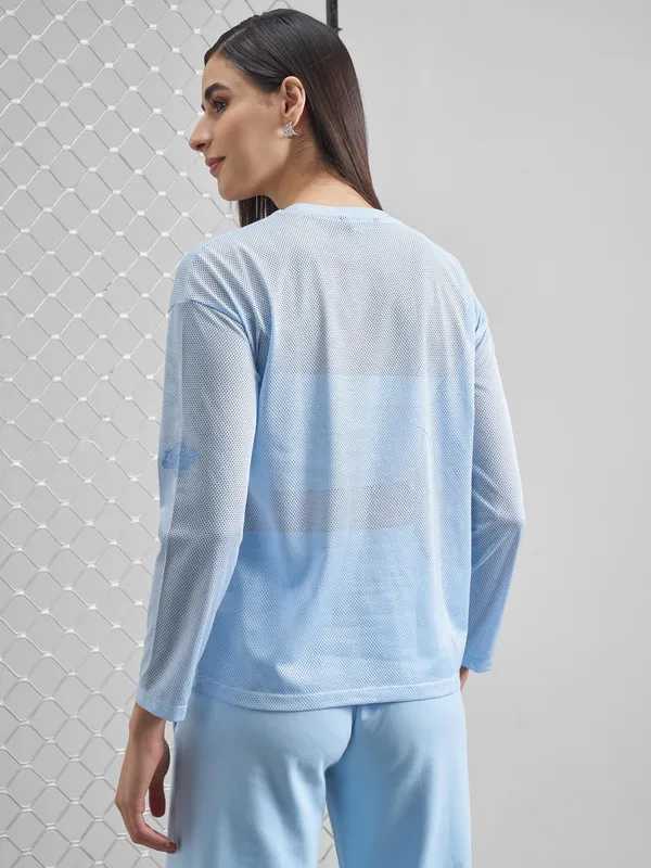 Street By Tokyo Talkies Women Blue Printed Round Neck T-Shirt