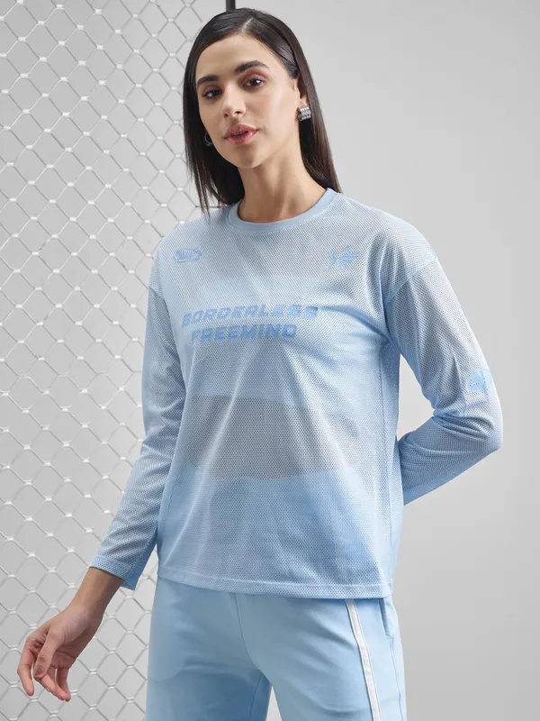 Street By Tokyo Talkies Women Blue Printed Round Neck T-Shirt