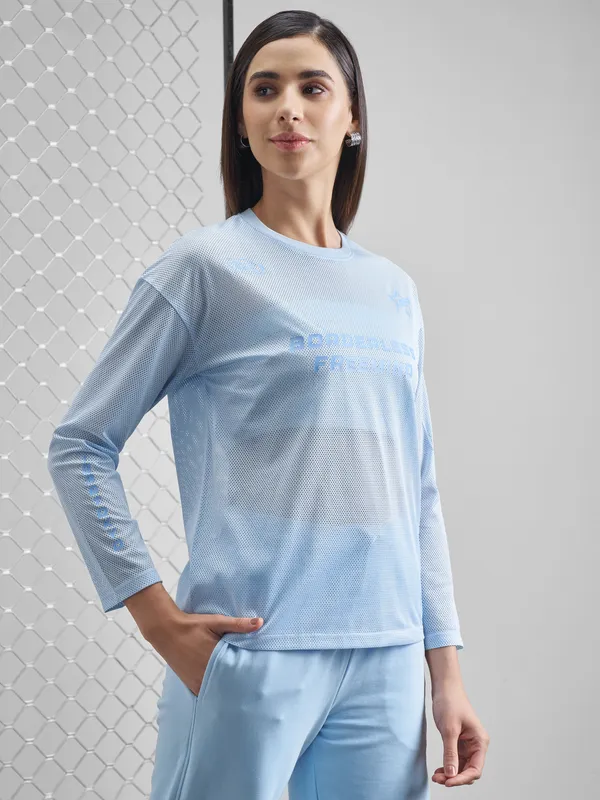 Street By Tokyo Talkies Women Blue Printed Round Neck T-Shirt