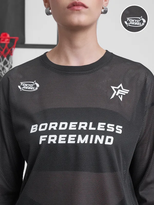 Street By Tokyo Talkies Women Black Printed Round Neck T-Shirt