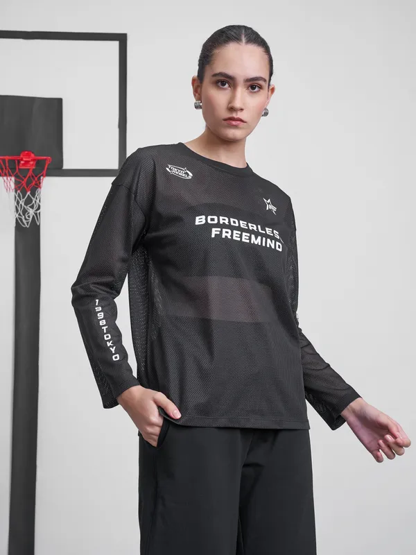 Street By Tokyo Talkies Women Black Printed Round Neck T-Shirt