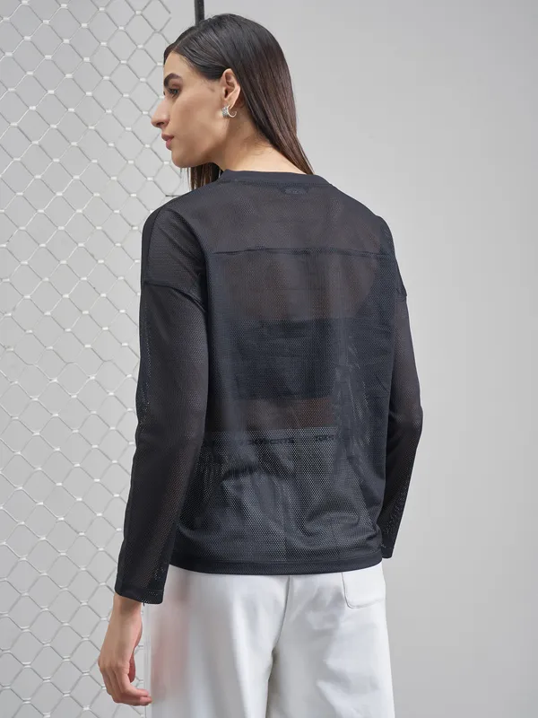 Street By Tokyo Talkies Women Black Printed V-Neck T-Shirt