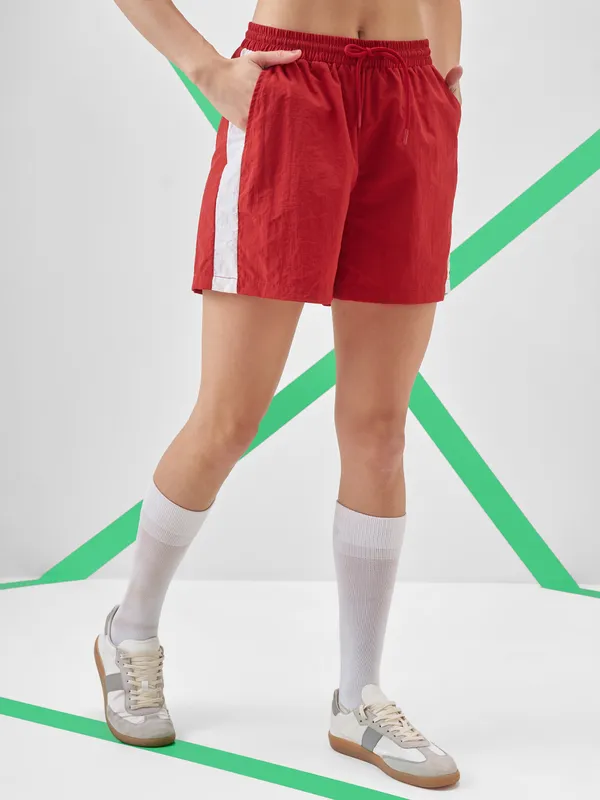 Street By Tokyo Talkies Women Red Regular Fit Shorts