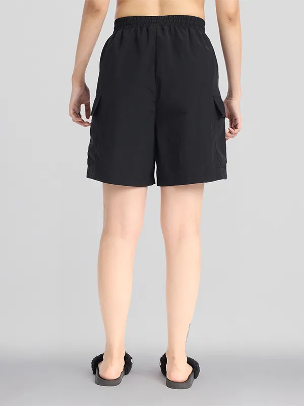 Basics By Tokyo Talkies Women Black Regular Fit Cargo Shorts