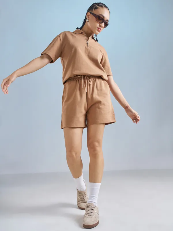 Street By Tokyo Talkies Women Brown Relaxed Fit Cargo Shorts