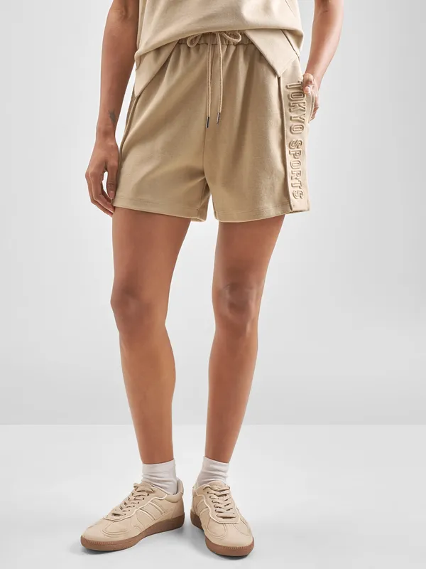 Street By Tokyo Talkies Women Beige Regular Fit Shorts