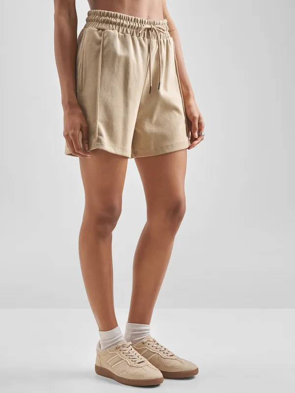 Street By Tokyo Talkies Women Beige Regular Fit Shorts