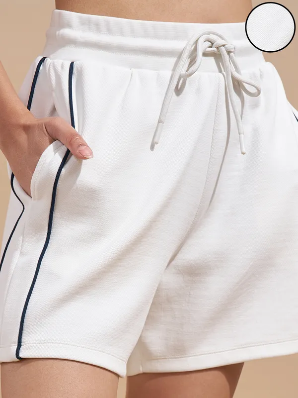 Tokyo Talkies Women White Regular Fit Shorts