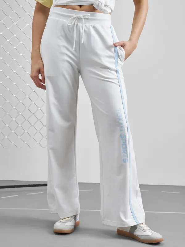 Street By Tokyo Talkies Women White Regular Fit Track Pant
