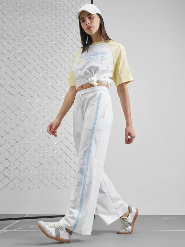Street By Tokyo Talkies Women White Regular Fit Track Pant