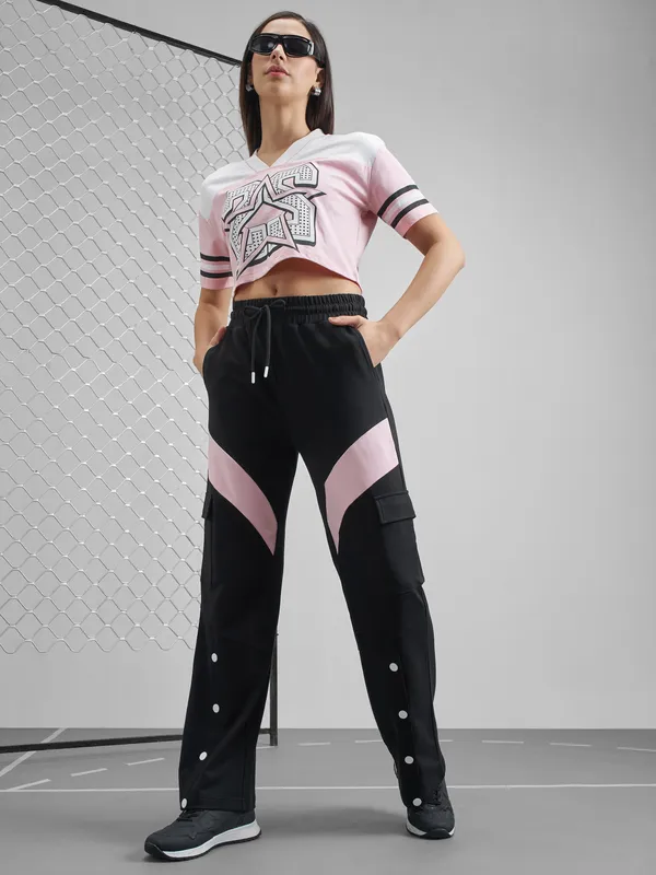 Street By Tokyo Talkies Women Black Relaxed Fit Track Pant