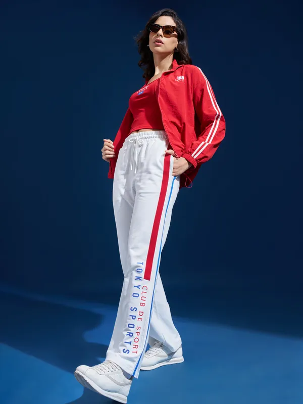 Street By Tokyo Talkies Women White Regular Fit Track Pant
